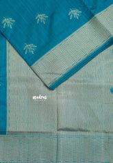 Teal Blue - Raaga - Raw Mango Tussar Silk with Trendy buttas and Getti Border with piping